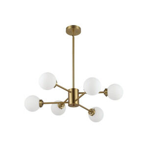 WINGBO 6-Light Modern Chandelier, Sputnik Pedant Light Fixture with Large Opa...